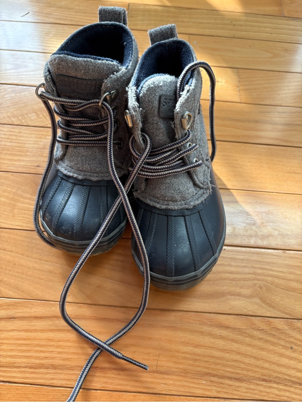 Sperry Kids Grey and Black Waterproof Lace-Up Winter Boots